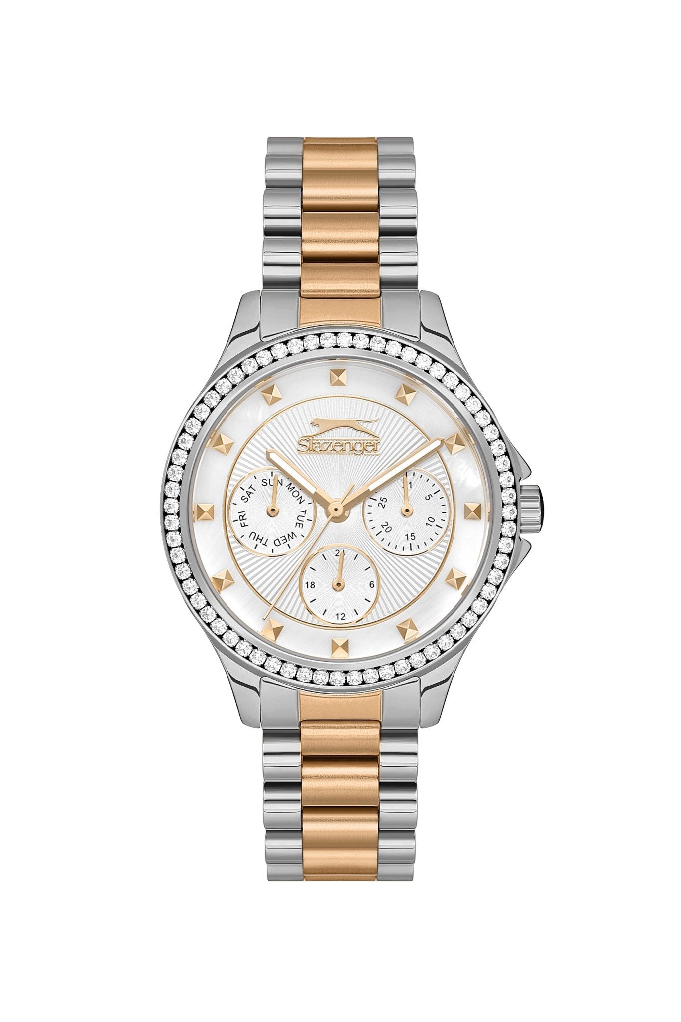 Slazenger SL.9.2241.4.02 Quartz Female Metal Silver/Gold Band MOP Dial Watch - Zamana.pk