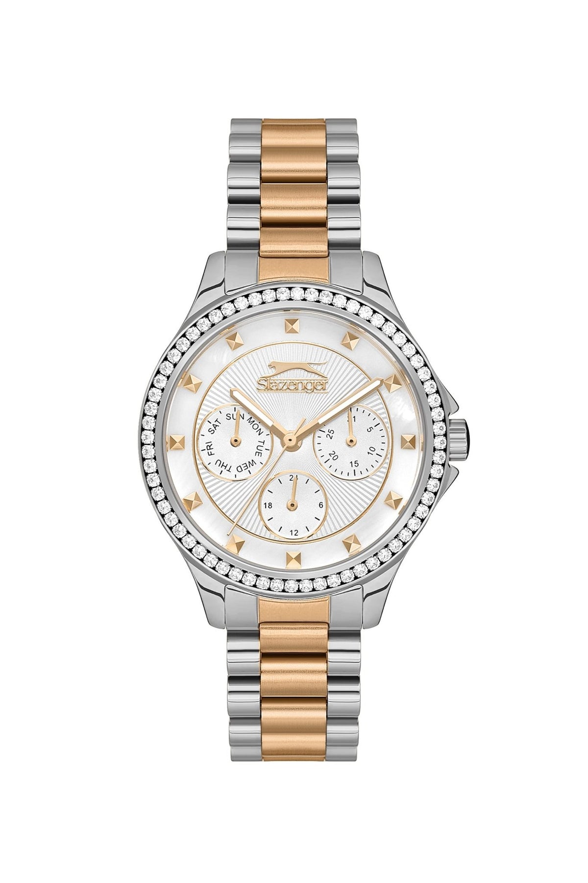 Slazenger SL.9.2241.4.02 Quartz Female Metal Silver/Gold Band MOP Dial Watch - Zamana.pk