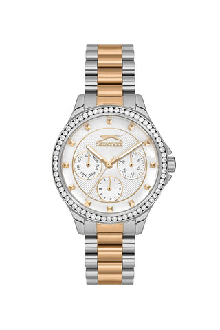 Slazenger SL.9.2241.4.02 Quartz Female Metal Silver/Gold Band MOP Dial Watch - Zamana.pk