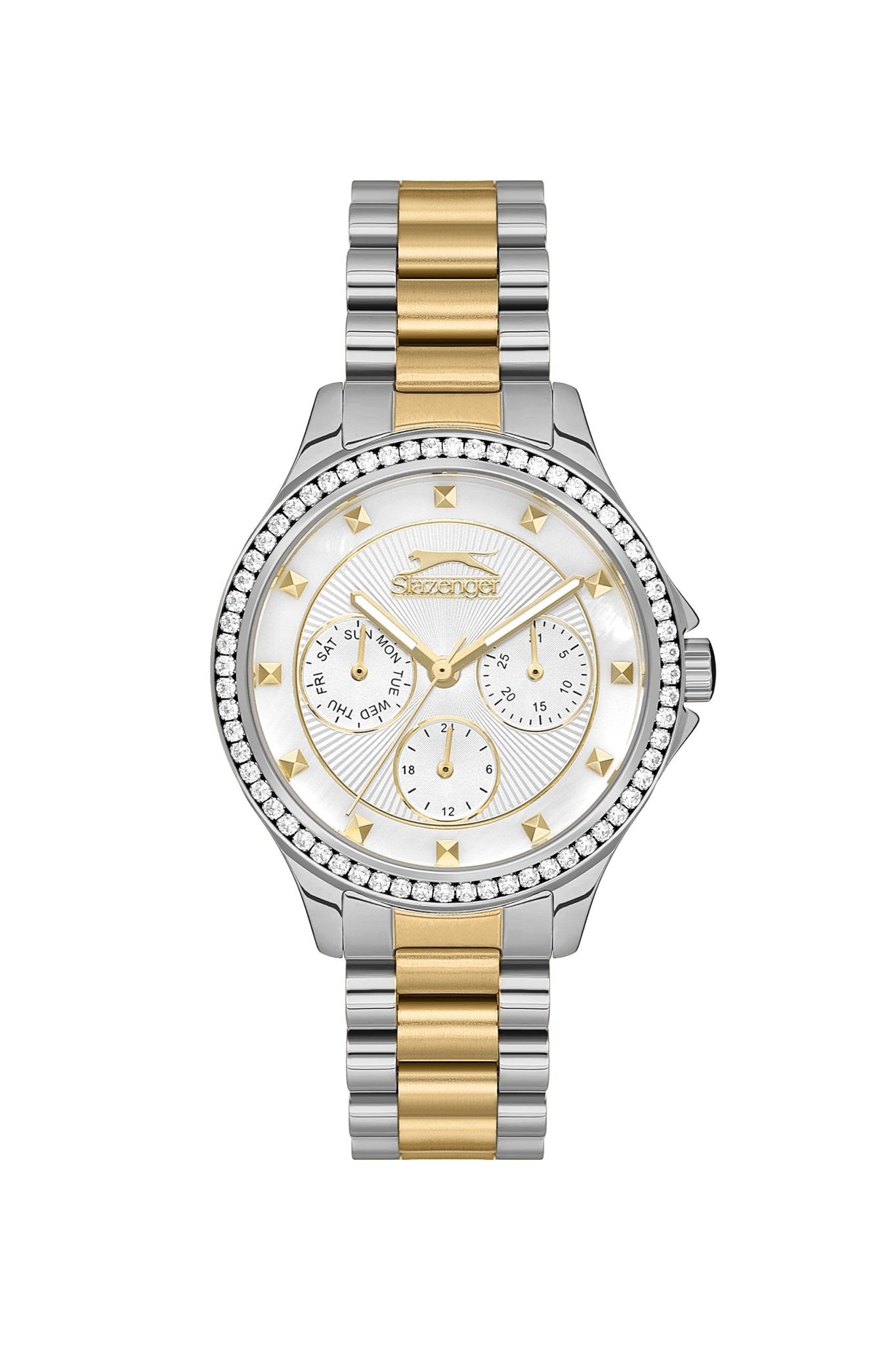 Slazenger SL.9.2241.4.03 Quartz Female Metal Silver/Rose Gold Band MOP Dial Watch - Zamana.pk Main image