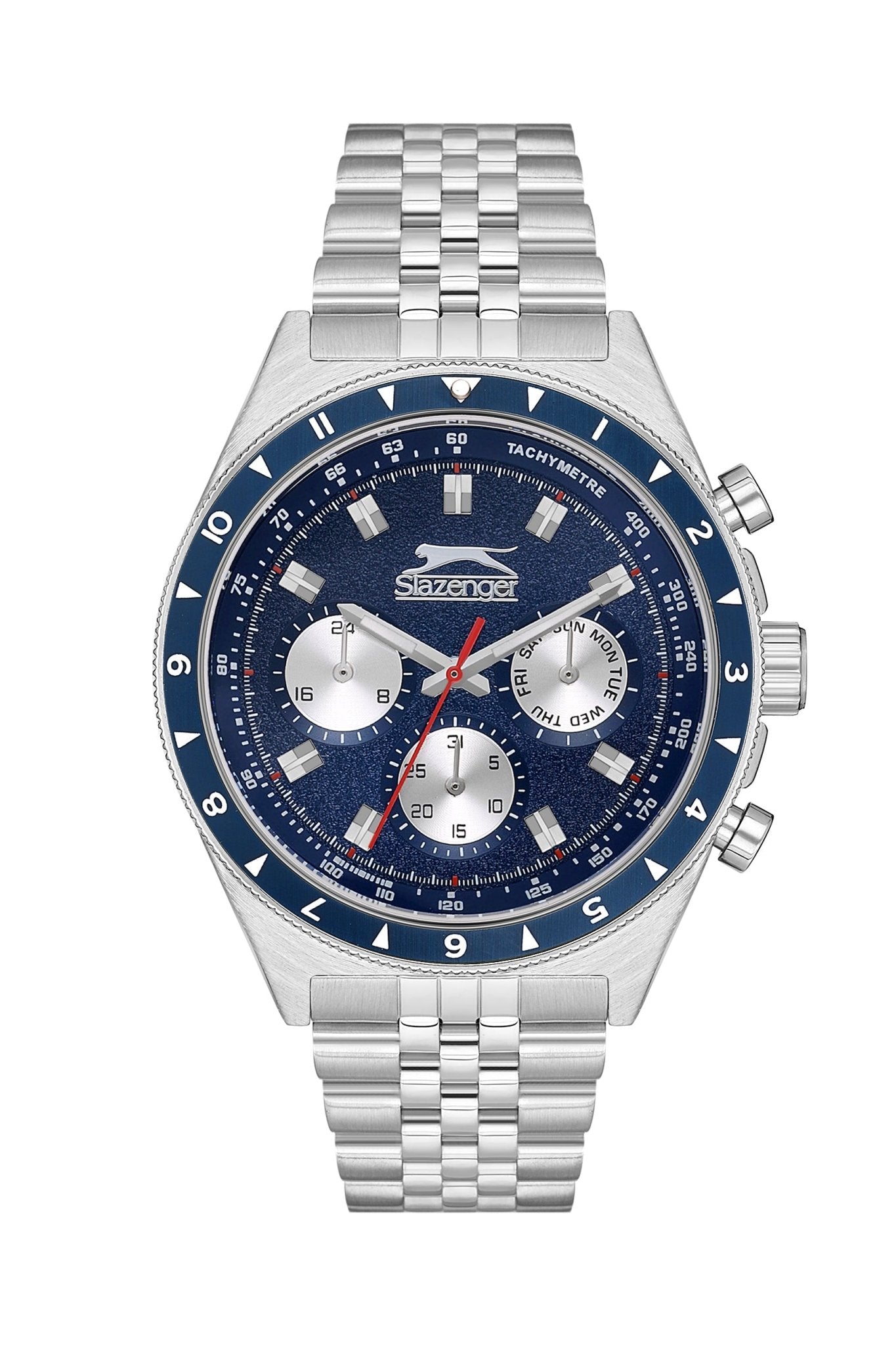 Slazenger SL.9.2248.2.02 Quartz Male Metal Silver Band Blue Dial Watch - Zamana.pk Main image