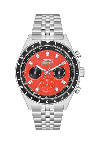 Slazenger SL.9.2248.2.05 Quartz Male Metal Silver Band Red Dial Watch - Zamana.pk