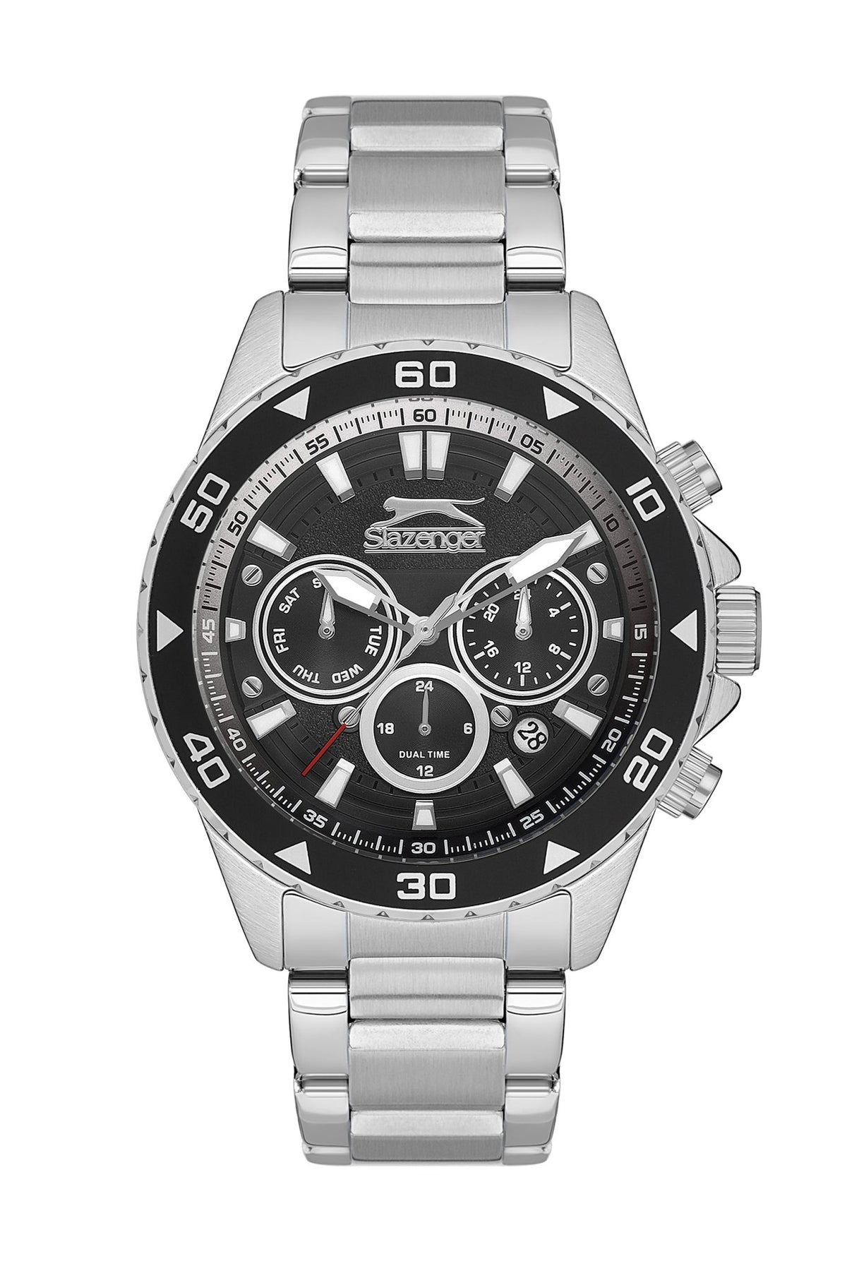 Slazenger SL.9.2250.2.01 Quartz Male Metal Silver Band Black Dial Watch - Zamana.pk