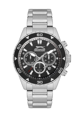 Slazenger SL.9.2250.2.01 Quartz Male Metal Silver Band Black Dial Watch - Zamana.pk