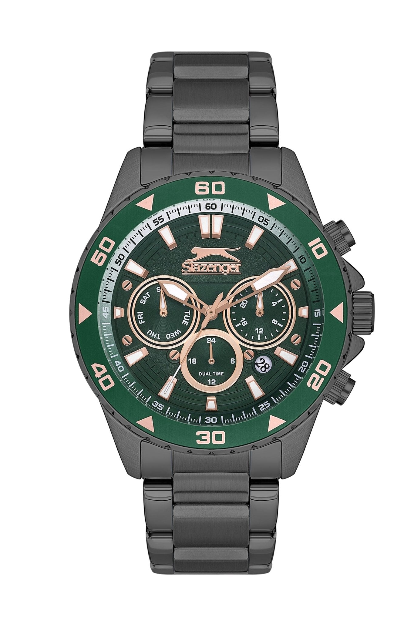 Slazenger SL.9.2250.2.02 Quartz Male Metal Gun Band Greeb Dial Watch - Zamana.pk Main image