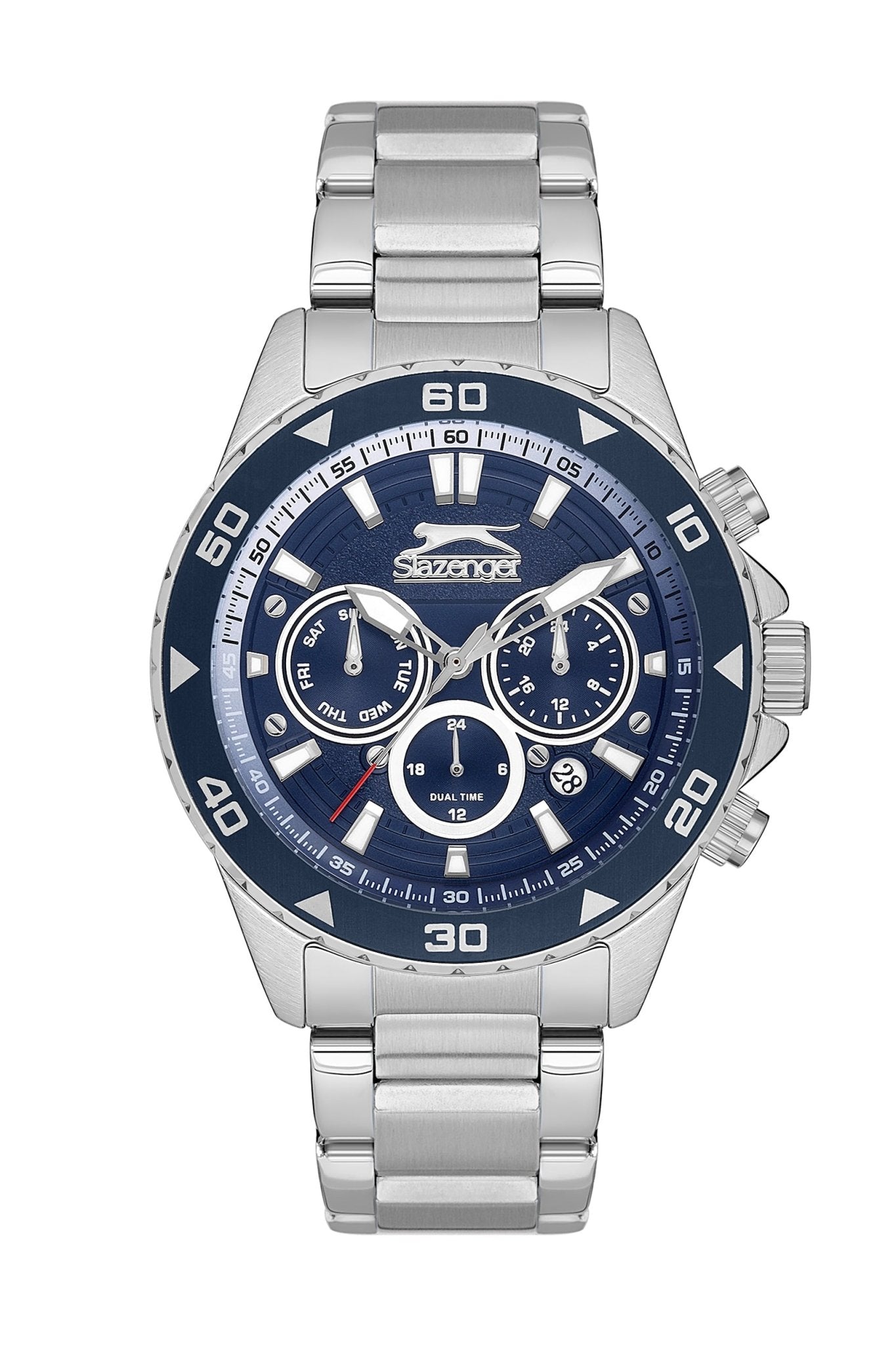 Slazenger SL.9.2250.2.03 Quartz Male Metal Silver Band Blue Dial Watch - Zamana.pk Main image