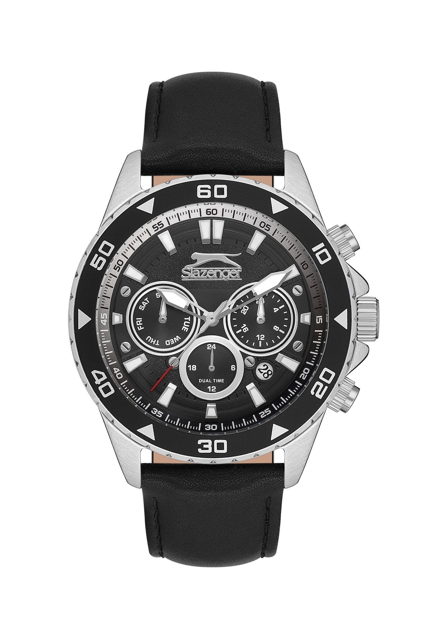 Slazenger SL.9.2251.2.01 Quartz Male Leather Black Band Black Dial Watch - Zamana.pk