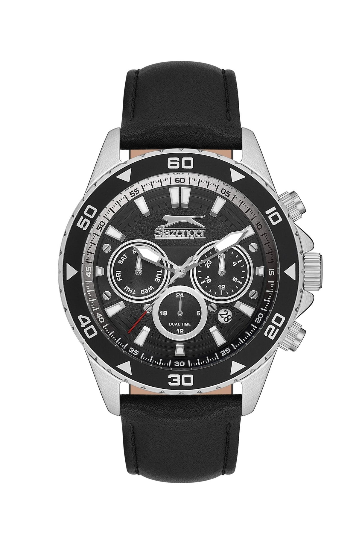 Slazenger SL.9.2251.2.01 Quartz Male Leather Black Band Black Dial Watch - Zamana.pk