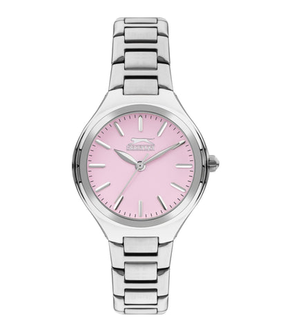 Slazenger SL.9.2254.3.06 Quartz Female Metal Silver Band Pink Dial Watch - Zamana.pk