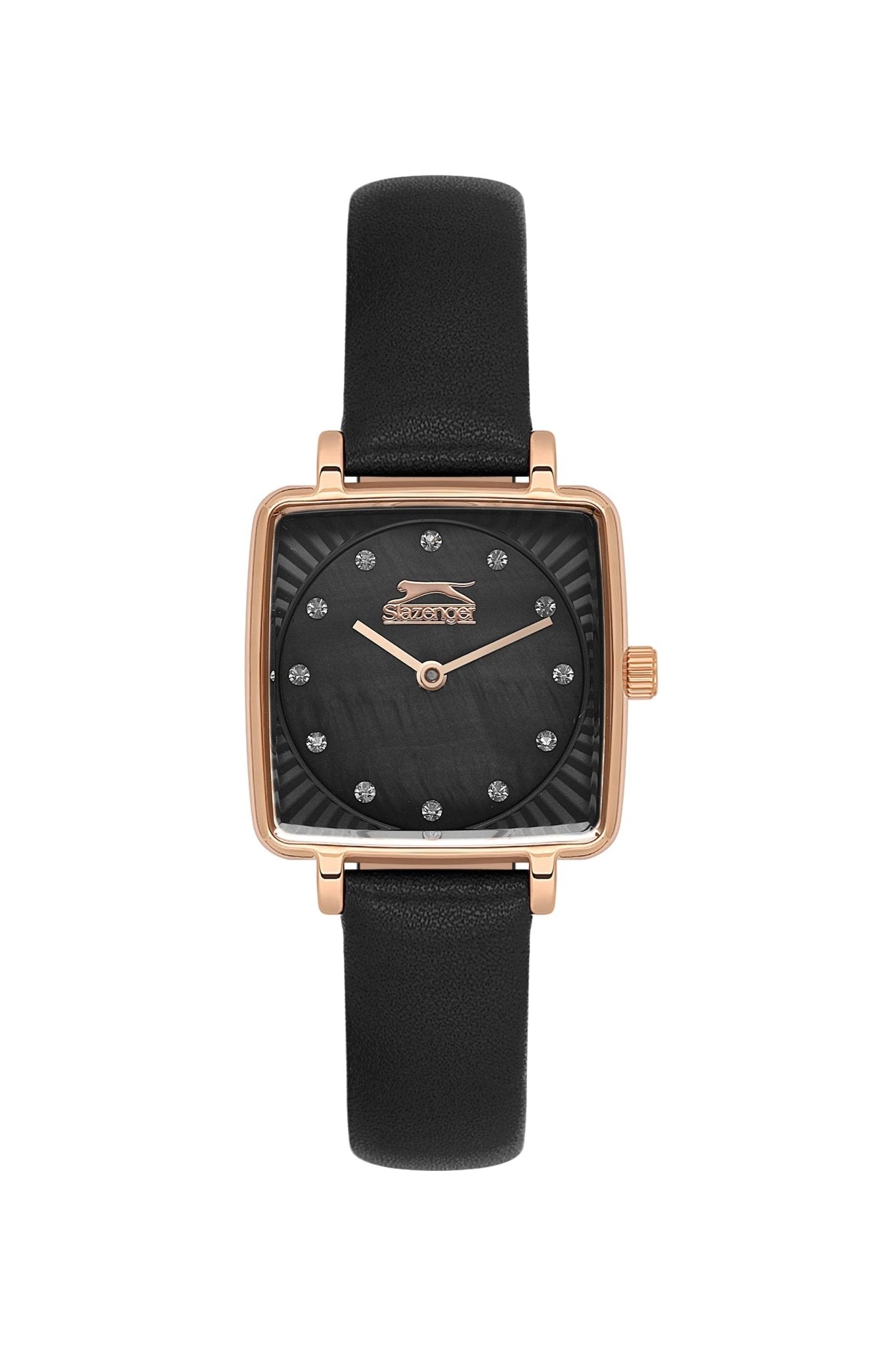 Slazenger SL.9.2256.3.02 Quartz Female Leather Black Band Gun MOP Dial Watch - Zamana.pk