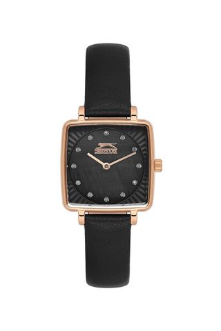 Slazenger SL.9.2256.3.02 Quartz Female Leather Black Band Gun MOP Dial Watch - Zamana.pk