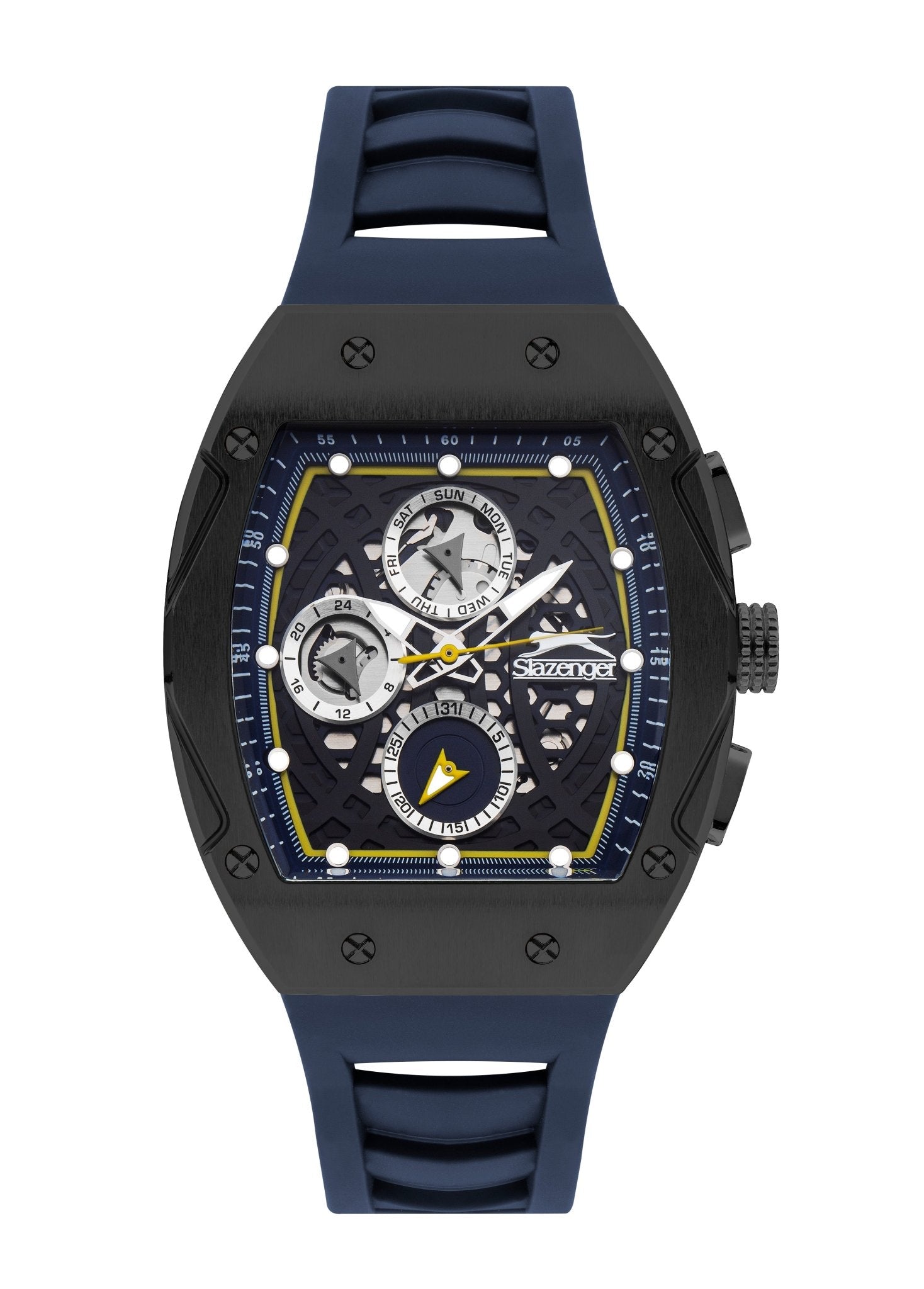 Slazenger SL.9.2257.2.03 Quartz Male Silicone Blue Band Black Dial Watch - Zamana.pk Main image