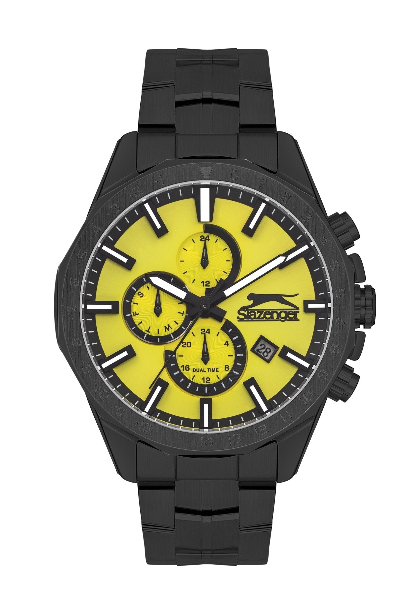 Slazenger SL.9.2259.2.06 Quartz Male Metal Black Band Yellow Dial Watch - Zamana.pk Main image
