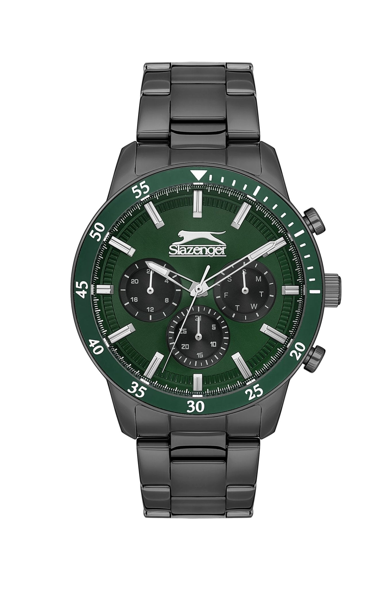 Slazenger SL.9.2260.2.02 Quartz Male Metal Gun Band Green Dial Watch - Zamana.pk Main image