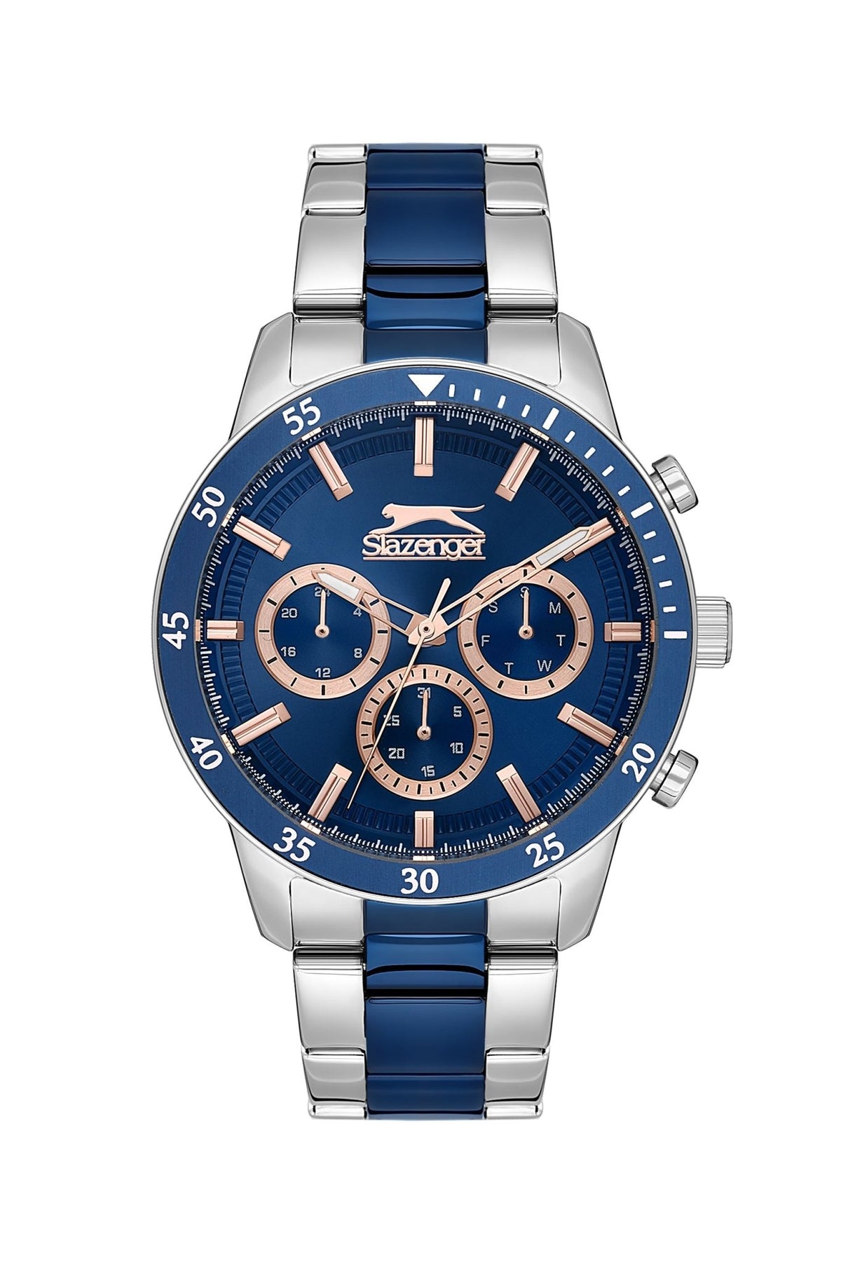 Slazenger SL.9.2260.2.06 Quartz Male Metal Silver Blue Band Blue Dial Zamana.pk