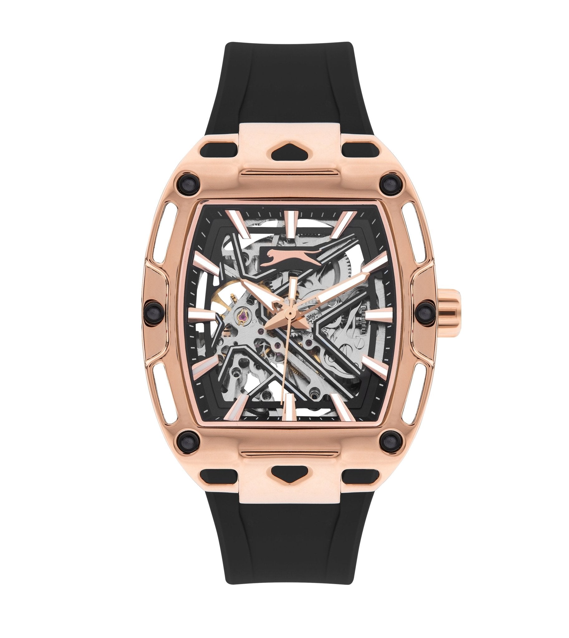 Slazenger SL.9.2270.1.04 Automatic Male Silicone Black Band Black Dial Watch - Zamana.pk Main image
