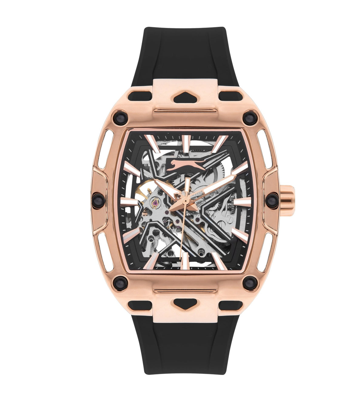 Slazenger SL.9.2270.1.04 Automatic Male Silicone Black Band Black Dial Watch - Zamana.pk