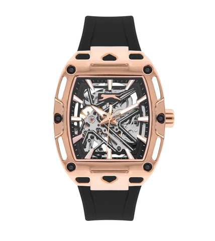 Slazenger SL.9.2270.1.04 Automatic Male Silicone Black Band Black Dial Watch - Zamana.pk
