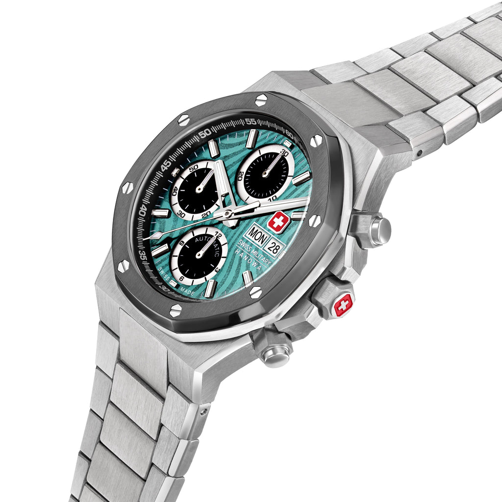 Swiss Military Hanowa SMWGL0007002 Men's Black/Green Damascus Stainless Steel Bracelet Watch - Photo 4 - Zamana