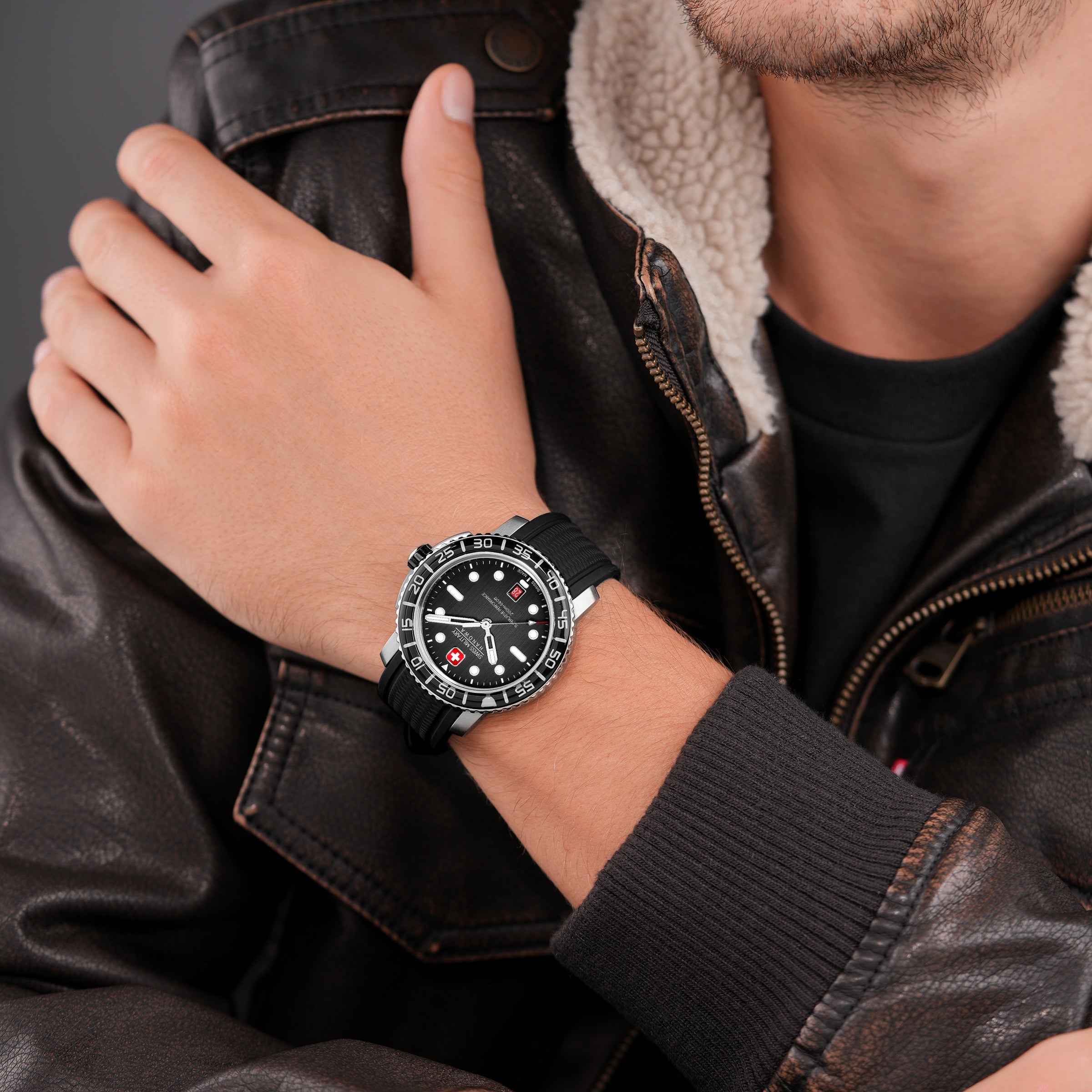Swiss Military Hanowa SMWGN0001701 Men's Black Dial Silicone Strap Watch Secondary image