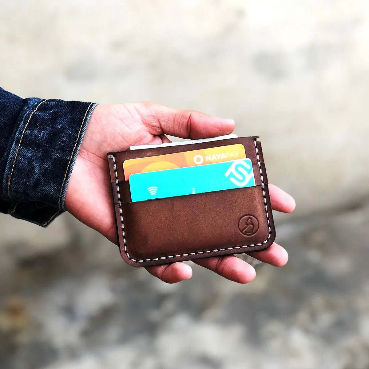 The Artisan: A Leather Cardholder Wallet - Brown Color - Zamana.pk Main image