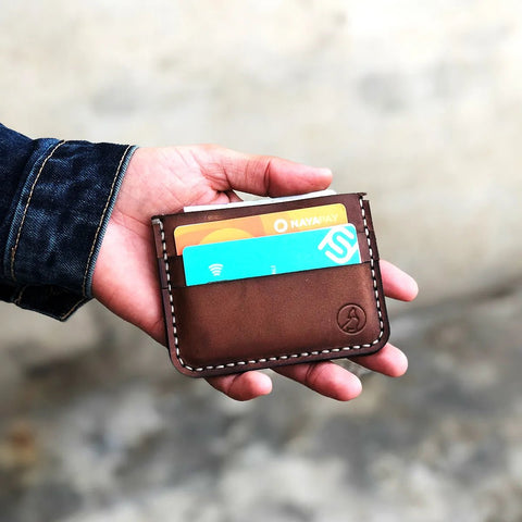 The Artisan: A Leather Cardholder Wallet - Brown Color - Zamana.pk