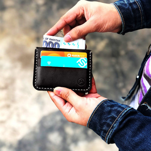 The Artisan coffee leather card holder wallet for men in Pakistan, available at Zamana.pk