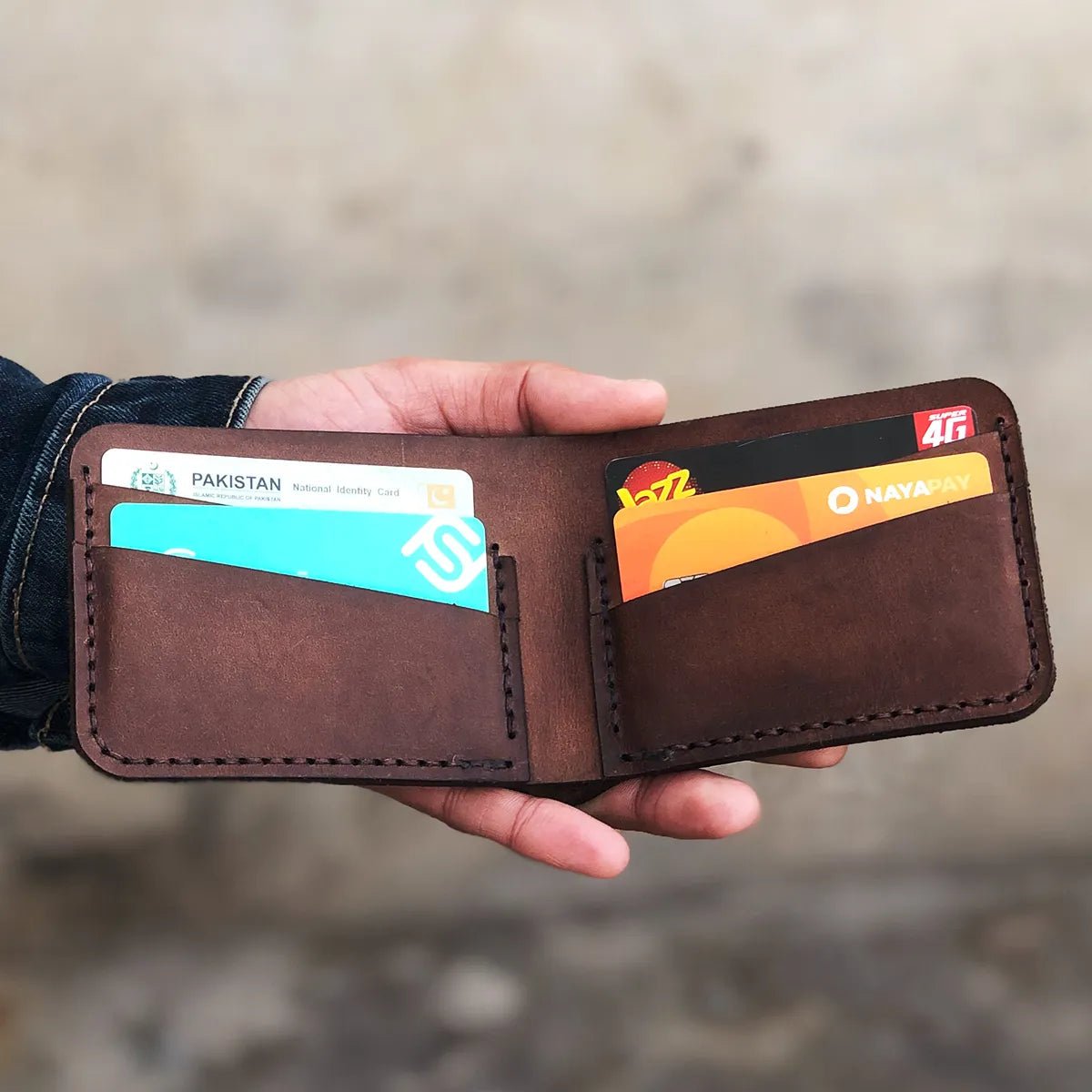 The Eon: A Leather Bifold Wallet - Brown Color - Zamana.pk Main image