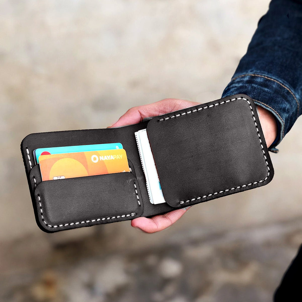 The Futuristic: A Leather Bifold Wallet - Coffee Color - Zamana.pk