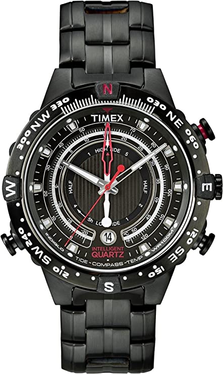 Timex IQ Tide Temp Compass Black Dial Black Ion - plated Mens Watch T2P140 - Zamana.pk Main image