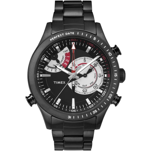 Timex Intelligent Quartz TW2P72800 Chrono Timer black stainless steel men's watch, available at Zamana.pk