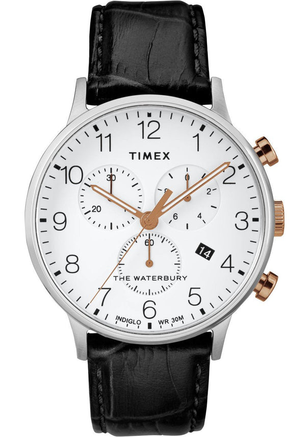 TIMEX WATERBURY CLASSIC CHRONO WHITE BLACK - Zamana.pk