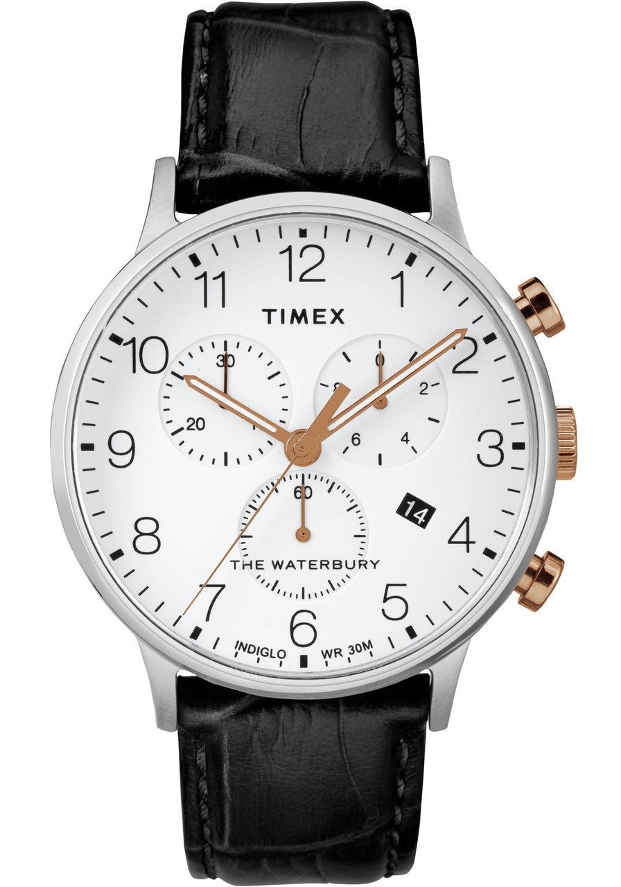 TIMEX WATERBURY CLASSIC CHRONO WHITE BLACK - Zamana.pk