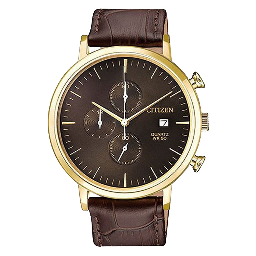 Citizen AN3612-09X - Quartz Brown Leather Strap Wrist Watch for Men