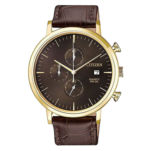 Citizen AN3612-09X - Quartz Brown Leather Strap Wrist Watch for Men