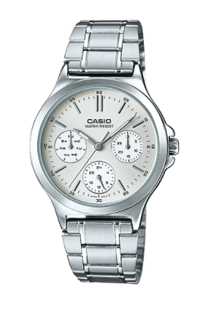 Casio LTP-V300D-7A Women's Standard Stainless Steel Multifunction White Dial Watch