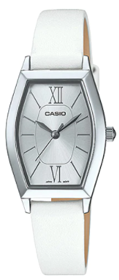 Casio Ladies' Analog White Leather Band Watch LTP-E167L-7ADF