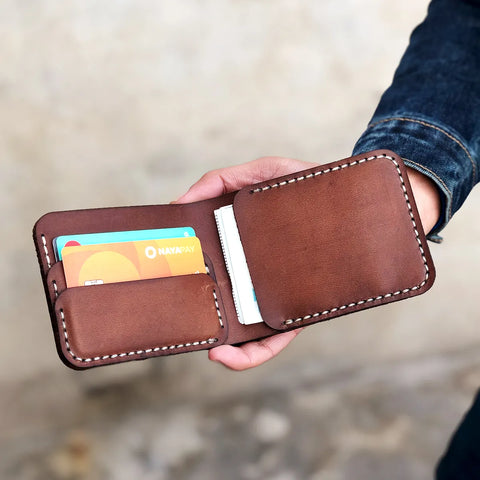 The Futuristic: A Leather Bifold Wallet - Brown Color