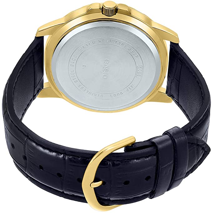 Casio MTP-VD01GL-1EVUDF Men's Enticer Gold Tone Leather Band Black Dial Casual Analog Sporty Watch