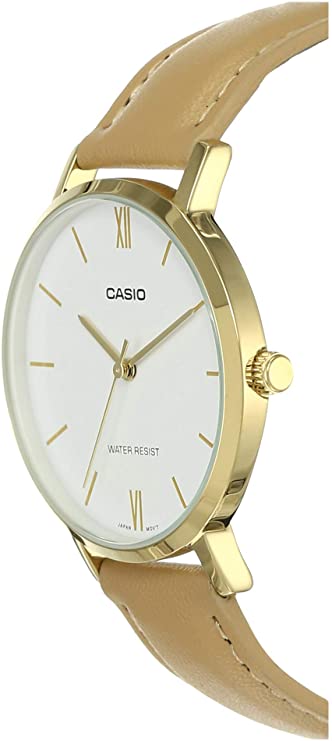Casio LTP-VT01GL-7B Women's Leather Band White Dial Analog Watch