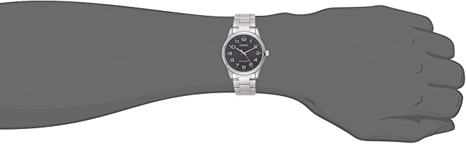 Casio MTP-V001D-1BUDF Men's Standard Stainless Steel Easy Reader Black Dial Watch