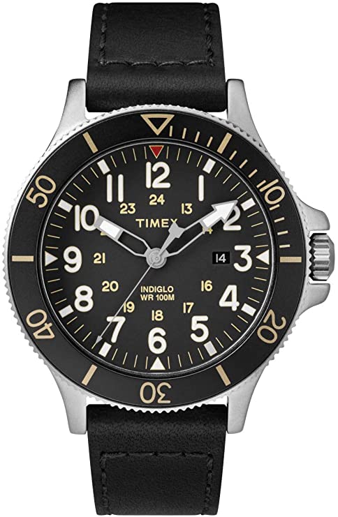 Timex Allied Coastline Black Dial Leather Strap Men's Watch TW2R45800