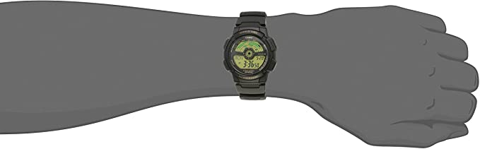 Casio Men's AE-1100W-1BVDF Black Rubber Quartz Watch with Digital Dial