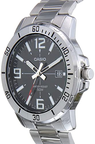 Casio MTP-VD01D-1BV Men's Enticer Stainless Steel Black Dial Casual Analog Sporty Watch