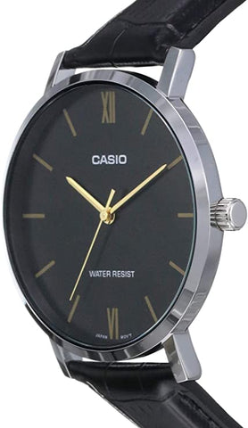 Casio Mens Quartz Watch, Analog Display and Leather Strap MTP-VT01L-1BUDF