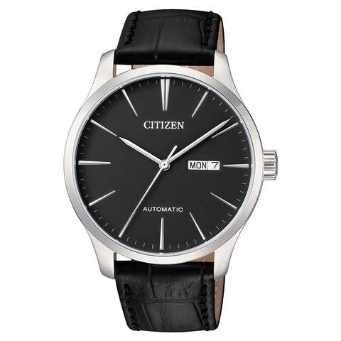 Citizen - NH8350-08E - Automatic Leather Band Black Dial Day Date Watch