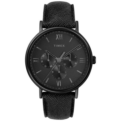 Timex Men's TW2T35200 Southview 41 Multifunction Blackout Leather Strap Watch