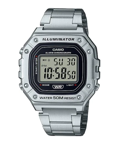 Casio -W-218HD-1A- with Resin Bazel and Case Stainless Steel Band