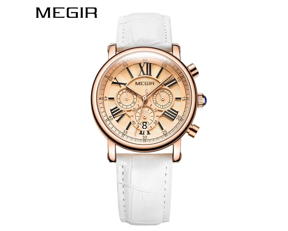 MEGIR 2058  Women Relogio Feminino Wristwatches (White)