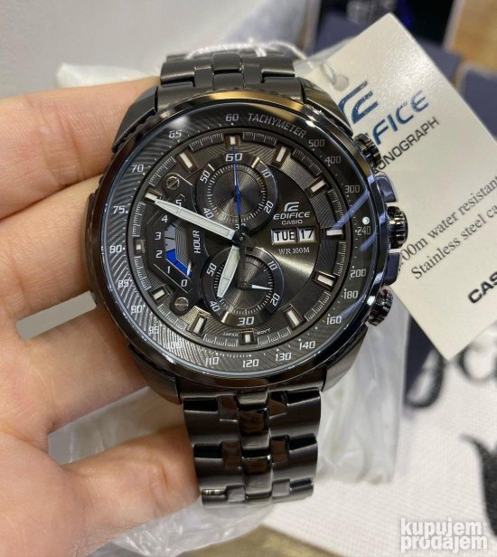 Casio EF-558DC-1A Edifice Series  Gunmetal Chronograph Dial Steel Band Watch Men’s Wrist Watch